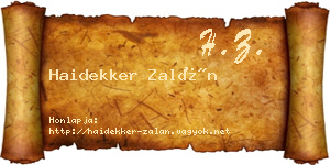 Haidekker Zalán névjegykártya